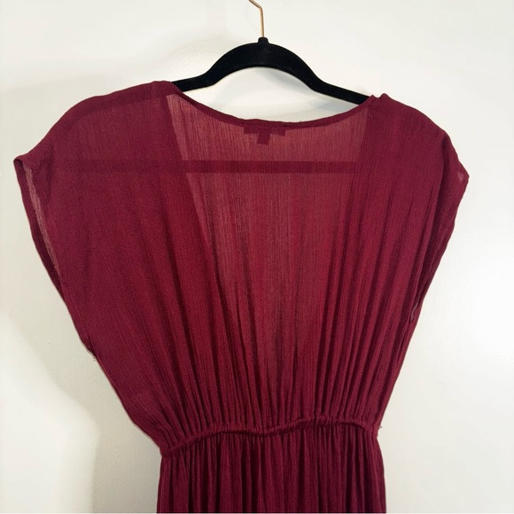 Fashion Nova Red Pleated V-Neck Maxi Dress Size Small - Picture 3 of 11